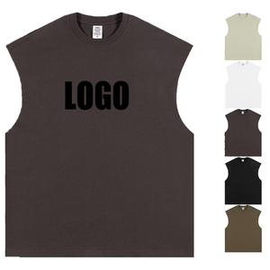 Débardeur personnalisé pour homme, grande taille, 100% coton, pour la gym, la course à pied, broderie, impression sérigraphique, sans manches - Product Image 1