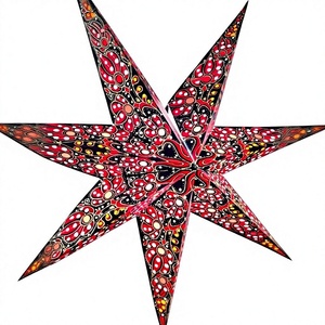 Reusable Seven Point Star Paper Christmas Decoration Traditional Handicraft Red Black Pattern Printed lamps Wholesale - Product Image 1