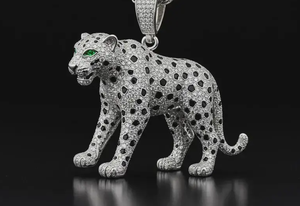Pendentif Tigre Hip Hop Personnalisé en Moissanite avec Chaîne Cubaine en Argent 925 pour Rappers, Performers, Mode Streetwear et Luxe - Product Image 1
