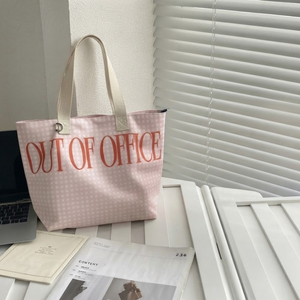 For Canvas <b>Tote</b> <b>Bag</b> <b>with</b> Letter Print Custom Logo Option Shoulder Length Handle Zipper Closure Large Capacity Shopping <b>Bag</b> - Product Image 1