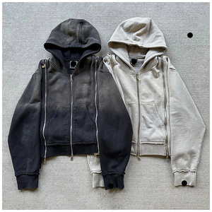 Sweat à capuche personnalisé délavé à l'acide, coupe oversize, en molleton de coton épais, style vintage usé, streetwear OEM pour hommes et femmes - Product Image 2