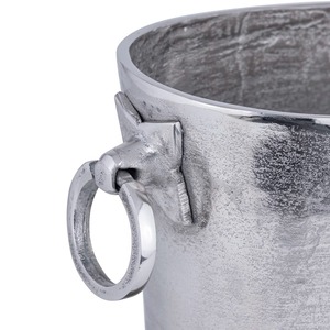 Antique Silver Distressed Oval Aluminum <b>Ice</b> Bucket Heavy Duty Ring Handles Modern Party Wine Beer Beverage Tub For Serving - Product Image 3