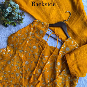 Ensemble robe et palazzo brodés NC Moss Sequence, tenue de mariage ethnique deux pièces pour femmes LG2049 - Product Image 1