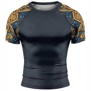 Custom Sublimated Jiu Jitsu Rashguard New Short Sleeve <b>Surf</b> Logo Compression Shirt Design Your Own Perfect Fit Rash Guard - Product Image 3
