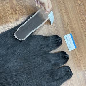 Extensions de cheveux naturels lisses double trame couleur noir naturel, tissage machine, haute qualité, prêtes à être expédiées - Product Image 6