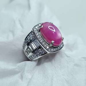 Anillo de Plata con Rubí Estrella Birmano Natural, Hecho a Mano, con Gema de Mogok, Myanmar, Plata de Ley 925, Joyería de Lujo para Hombre - Product Image 2