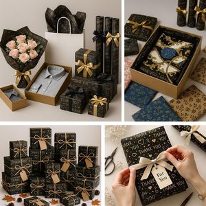Confezione da 20 Fogli di Carta Velina Nera da 14 Pollici, 100 Fogli, Sacchetti Regalo in Carta Velina, Decorazioni Fai-da-Te per Feste di Ringraziamento - Product Image 1