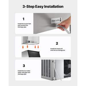 Fabricant de glace en acier inoxydable de qualité commerciale, capacité de 500 livres, bac de stockage, pieds en caoutchouc antidérapants réglables pour les restaurants, les magasins de boissons - Product Image 6