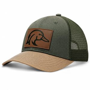 Gorra Trucker de Malla Ajustable con Parche de Cuero Premium, Etiqueta Privada OEM - Product Image 1