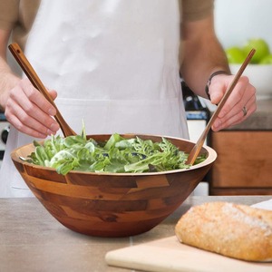 Bol de service en bois jetable du fabricant grossiste, motif végétal, écologique, compatible lave-vaisselle, pour salades et aliments - Product Image 2