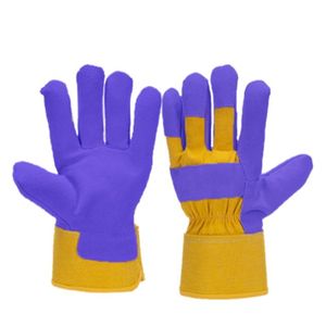 ถุงมือทำงานหนังวัวสีน้ำเงินแบบแยกส่วน ป้องกันเส้นเลือดฝอยที่ฝ่ามือ บุขนแกะด้านใน ด้านหลังบุผ้าฝ้าย ปลอกข้อมือเพื่อความปลอดภัย ทนทานสำหรับงานอุตสาหกรรมหนัก - Product Image 1