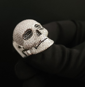 925 Silver Lab Grown Diamond Skull <b>Ring</b> <b>Mens</b> Gothic Statement <b>Ring</b> Certified Diamond Iced Skull Biker <b>Ring</b> Luxury Gift Jewelry - Product Image 1