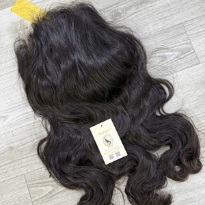 Venta al por mayor de cabello humano vietnamita 100% natural, cabello ondulado, cierre de encaje sin pegamento, cabello vietnamita virgen, peluca suiza negra natural - Product Image 4