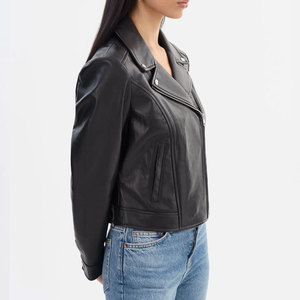 Chaqueta Corta de Cuero para Mujer de la Mejor Calidad, Estilo Motociclista, Ropa de Invierno, Chaquetas de Cuero de Moda, Venta Directa de Fábrica - Product Image 3