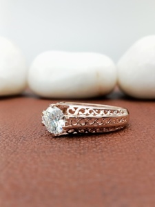 Bague de fiançailles et de mariage D'VINS JEWELS tendance, forme ronde, sertie de pierres de laboratoire taille brillant, couleur D, plaqué or blanc, certifiée - Product Image 2