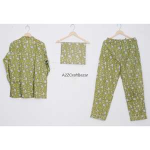 Conjunto de Pijama Floral de Manga Larga de Algodón Suave y Transpirable para Fiesta Nupcial, Cintura Elástica, Ropa de Dormir de Verano - Product Image 4