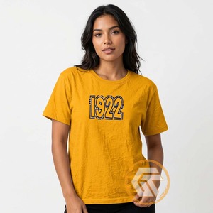 เสื้อยืดคอกลมสีทองสำหรับผู้หญิง Sigma Gamma Rho ทรงปกติ สวมใส่สบาย แขนสั้น ผ้าฝ้ายเจอร์ซีย์ 100% พิมพ์โลโก้ เป็นมิตรกับสิ่งแวดล้อม - Product Image 4