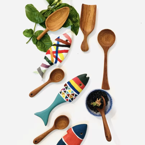 Cuillère à dessert en bois du Vietnam, faite à la main, ustensile de cuisine pour servir des desserts, vaisselle en bois naturel du Vietnam - Product Image 1