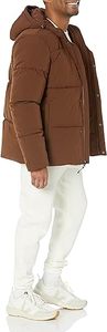 Veste matelassée à capuche pour homme, marron, coupe-vent, manteau d'hiver décontracté, rembourrage en polyester épais, coupe régulière - Product Image 6