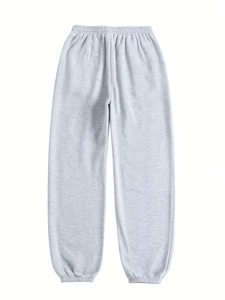 Pantalon de jogging unisexe gris clair en coton, couleur unie, taille à cordon, coupe ample, longueur intégrale, avec poches latérales, pour le printemps - Product Image 6
