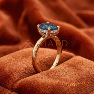 Elegante Anillo de Moissanita Azul Chapado en Oro Amarillo de 18K, Anillo de Aniversario Clásico con Forma de Pera para Mujer, Joyería de Alta Calidad - Product Image 2