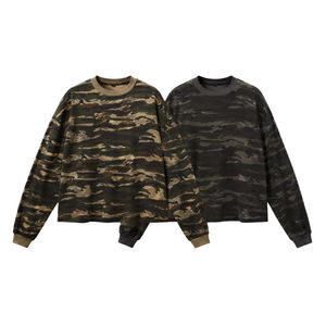 เสื้อสเวตเชิ้ตลายพรางไทเกอร์สไตรป์ แขนยาว คอกลม ผ้าคอตตอนหนานุ่ม ทรงหลวมไหล่ตก สไตล์สตรีทแวร์ - Product Image 1