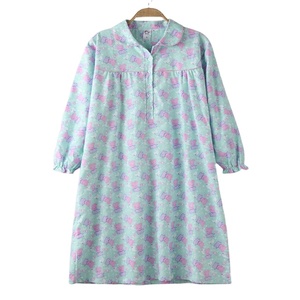 Pijamas de Algodón para Mujer, Talla Grande, Casuales, Transpirables, Térmicas, de Verano, Estampadas, de Manga Larga, Holgadas - Product Image 1