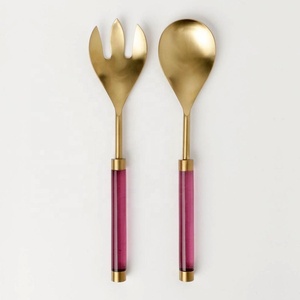 Juego de cubiertos de cocina con diseño de resina rosa de estilo elegante con acabado brillante personalizado proveedor mayorista para Cocina - Product Image 1