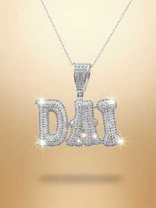 จี้เพชรโมอิสซาไนต์แบบ Iced Out VVS สำหรับแร็ปเปอร์ จี้เงินแท้ 925 สลักชื่อตามสั่ง จี้ตัวอักษรย่อชื่อสำหรับเธอ - Product Image 5