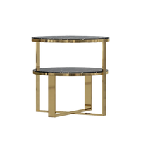 Table d'appoint moderne à 2 niveaux en acier fait main, noire, pour salon, salle de séjour, bureau, hôtel, hôpital - Meubles écologiques pour la maison