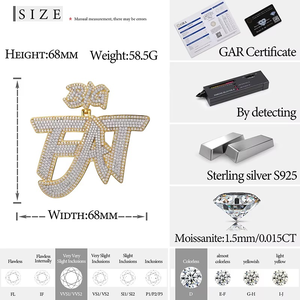 Pendentif personnalisé avec nom en lettres, style serti sur mesure, en moissanite taille brillant rond, collier hip-hop en argent sterling 925 - Product Image 5