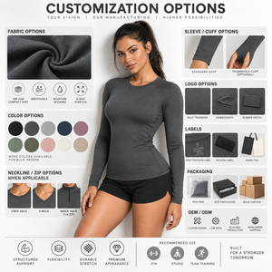 Top Corto de Compresión para Entrenamiento al Aire Libre para Mujer, Camiseta de Compresión de Punto para Mujer, Capa Base de Entrenamiento de Cobertura Completa, Proveedor Mayorista de Ropa Deportiva - Product Image 5