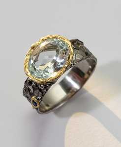 Anillo de Plata 925 con Aguamarina en Forma de Rama, Diseñado para una Elegancia Inspirada en la Naturaleza, con un Suave Brillo Azul Oceánico y un Atractivo de Joyería Artesanal Atemporal - Product Image 1