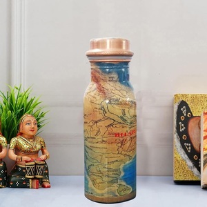 Botella de Agua de Cobre con Diseño de Mapa Vintage, Termo Portátil de Viaje con Tapa - Product Image 1