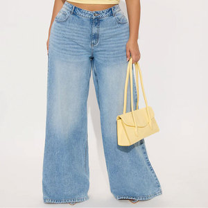 Pantalon en jean évasé pour femme, taille mi-haute, longueur intégrale, poches latérales, boutons, style urbain, effet usé, couleur personnalisée, coupe large – Nouvelle collection 2026, vente flash - Product Image 4