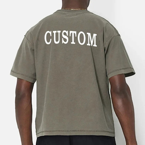 Camiseta deportiva de cuello redondo, estilo boxy, oversize, streetwear, de algodón 100% de alto gramaje, corte cropped para hombre - Product Image 5