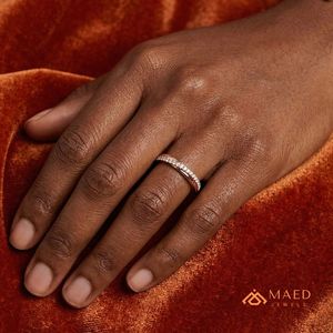 Anillo de Boda Delgado de Oro Rosa con Moissanita, Anillo de Eternidad con Diamantes, Joyería Nupcial Elegante para Mujer - Product Image 5