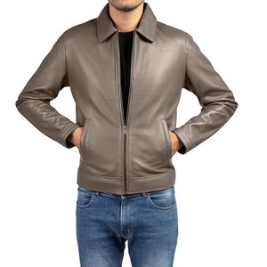 เสื้อแจ็คเก็ตหนังผู้ชาย หนังแกะ ทรงเข้ารูป สไตล์ไบค์เกอร์ เสื้อโค้ทลำลองสำหรับฤดูหนาว รับทำโลโก้ตามสั่ง ผู้ผลิต OEM - Product Image 4