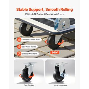 Carrello Pieghevole con Capacità di Carico di 150 kg, Piattaforma Pieghevole con Ruote Girevoli, Carrello a Mano e Trolley per Trasporto - Product Image 3