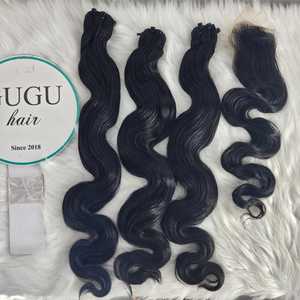 ผม GUGU HAIR เกรด 10A แบบ Remy Hair Bundles ลอน Body Wave เย็บสองชั้นด้วยเครื่องจักร พร้อมผมปิดหน้าผากแบบลูกไม้ ผมเวอร์จินเวียดนาม สีธรรมชาติ ไม่ผ่านการย้อม - Product Image 2