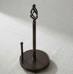 Porte-serviettes en papier noir avec base ronde en bois exquis, distributeur de rouleaux sur pied pour la cuisine et la restauration - Product Image 4