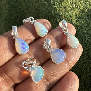 Colgante de Ópalo Etíope Natural, Joyería de Plata de Ley 925 al por Mayor, Colgantes de Ópalo de Fuego Hechos a Mano para Mujer, Amuleto de Ópalo - Product Image 5