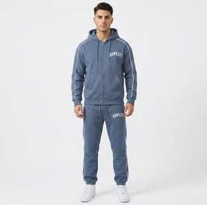 Ensemble de survêtement respirant pour homme Hawk Eye Sports, sweat à capuche en molleton fin 300g, coupe ajustée, avec fermeture boutonnée sur toute la longueur - Product Image 1