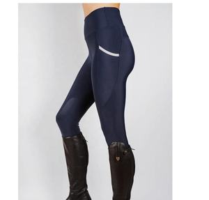 Pantalon d'équitation taille haute pour femme, vert olive, extensible dans les quatre sens, en coton et élasthanne tricoté, avec braguette boutonnée, couleur unie - Product Image 3