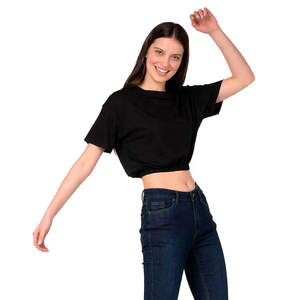 T-shirt court côtelé écologique à carreaux pour femme, coupe régulière, mignon, élégant et tendance, idéal pour l'été - Product Image 2