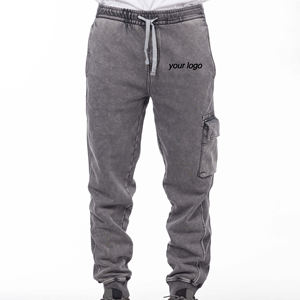 <b>Cheap</b> Price Men's Gray Cotton Sweatpants Elastic Waist Drawstring Casual Autumn Wear Side Pockets <b>Sand</b> Wash Midweight Knitted - Product Image 4