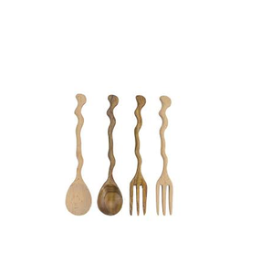 Offre Spéciale : Ensemble de Couverts de Cuisine Haut de Gamme en Bois Faits Main, Compatibles Lave-Vaisselle – Cuillères à Pâtes et à Aliments - Product Image 3