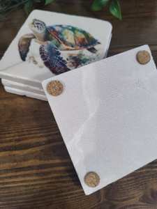 แผ่นรองแก้วลายเต่าทะเลสไตล์เรียบง่าย ของตกแต่งบ้านสไตล์ทะเล - Product Image 2