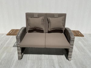 Chaise longue en rotin de haute qualité, moderne, confortable et premium avec dossier réglable et coussin pour hôtel, jardin, cour et terrasse - Product Image 2