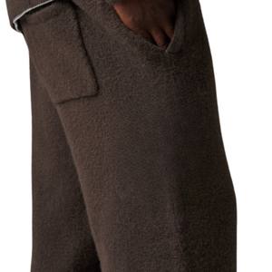 Pantalon de jogging en maille marron décontracté, taille élastique, vêtement de détente, pantalon en maille douce, coupe décontractée pour hommes et femmes - Product Image 6